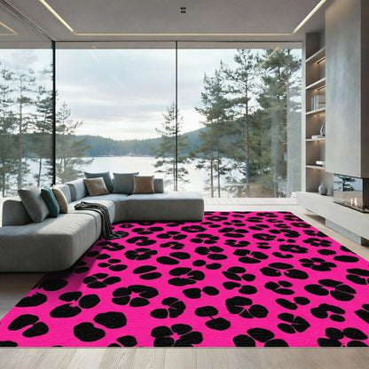 Bold Black Fuchsia Animal Spot Rug