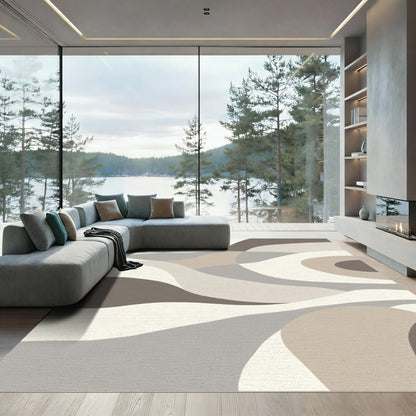 Earthy Dune Abstract Wave Rug