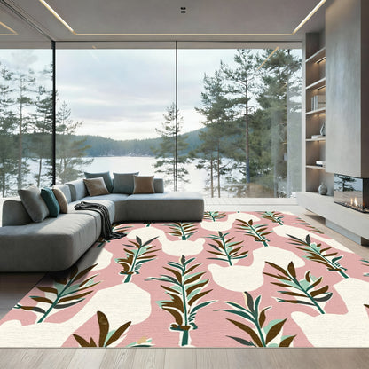 Pink Botanical Abstract Plant Rug