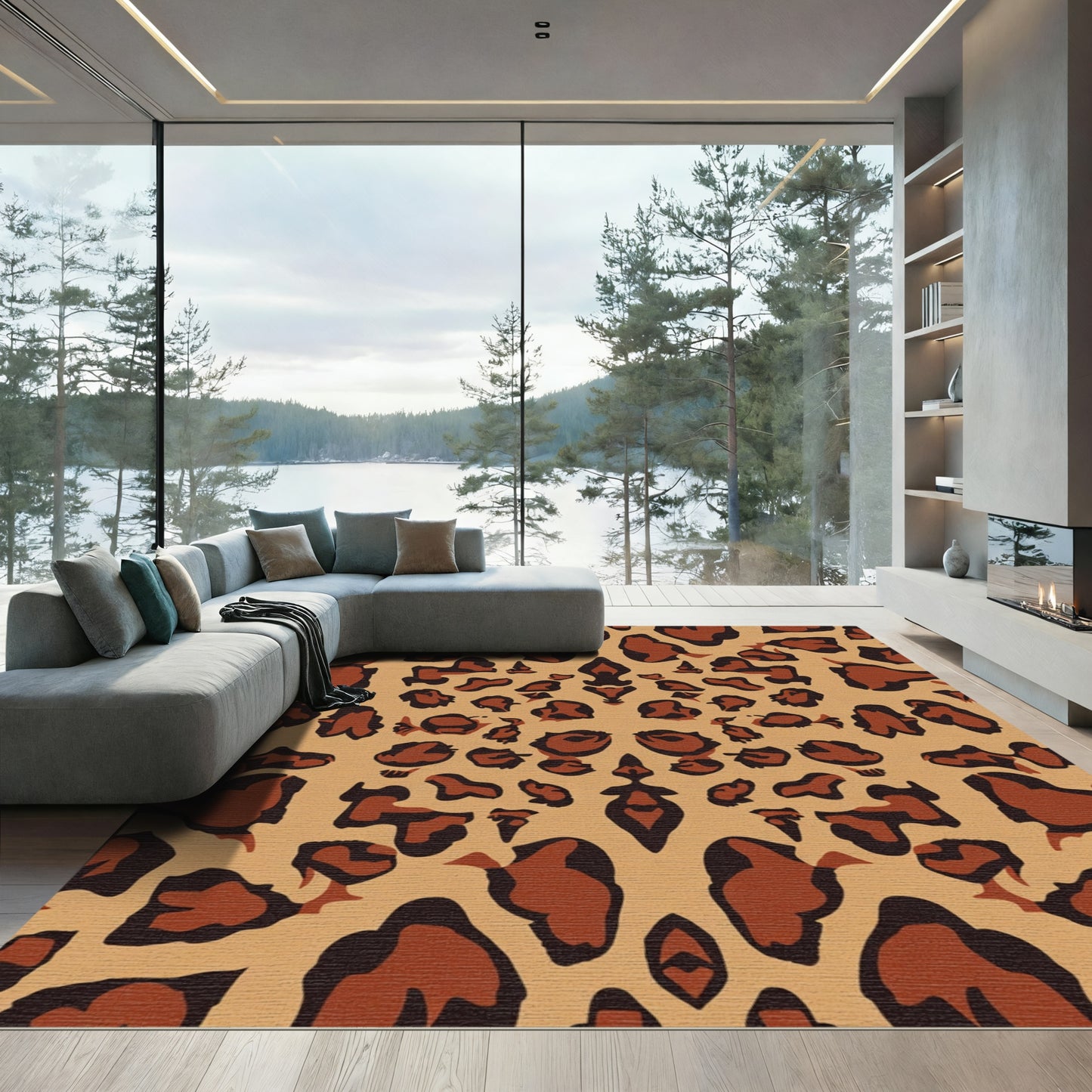 Brown Tan Leopard Spot Harmony Rug