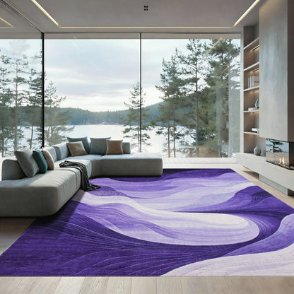 Gradient Purple Fluid Waves Rug