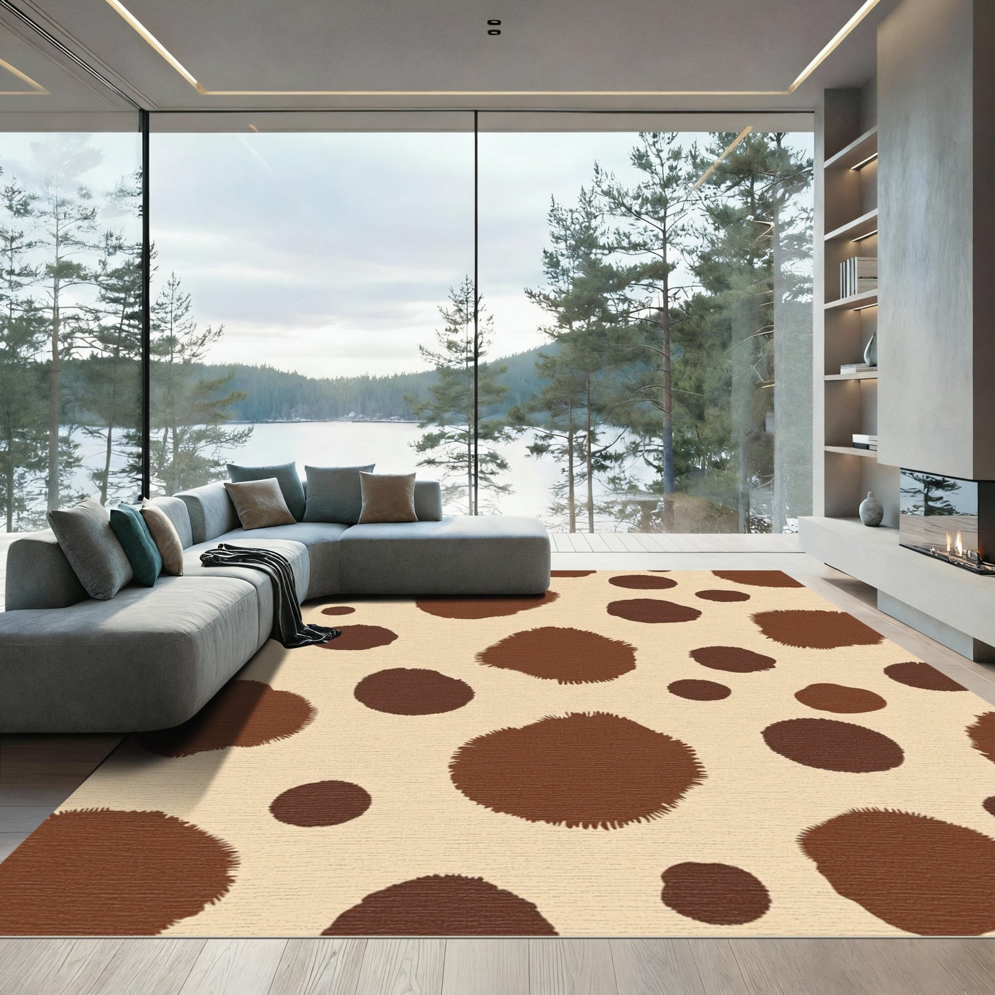 Earthy Brown Spotted Cowhide Rug