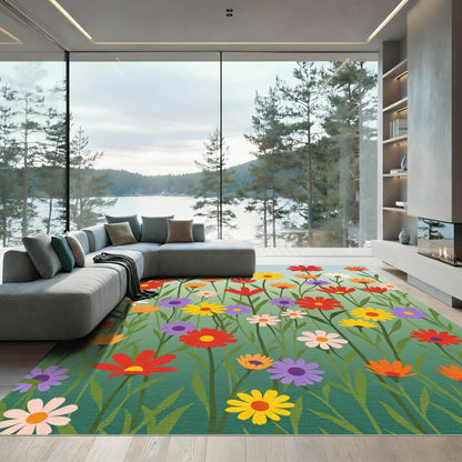 Whimsical Garden Meadow Floral Rug