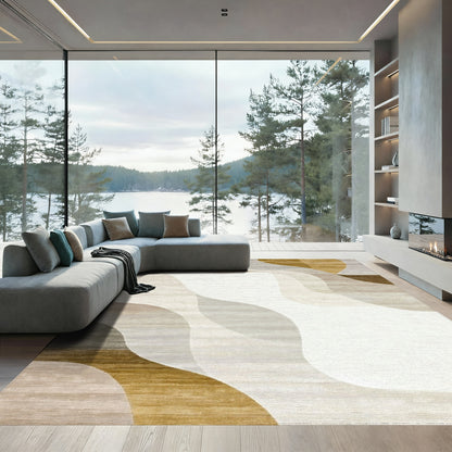 Beige Gray Fluid Wave Rug