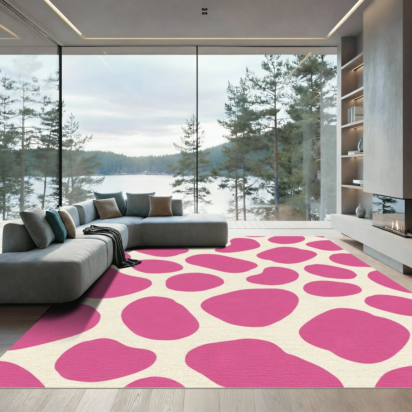 Hot Pink Blob Spot Rug