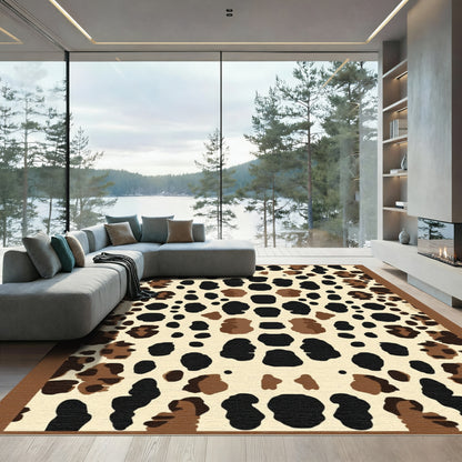 Bold Leopard Spots Cream Brown Rug