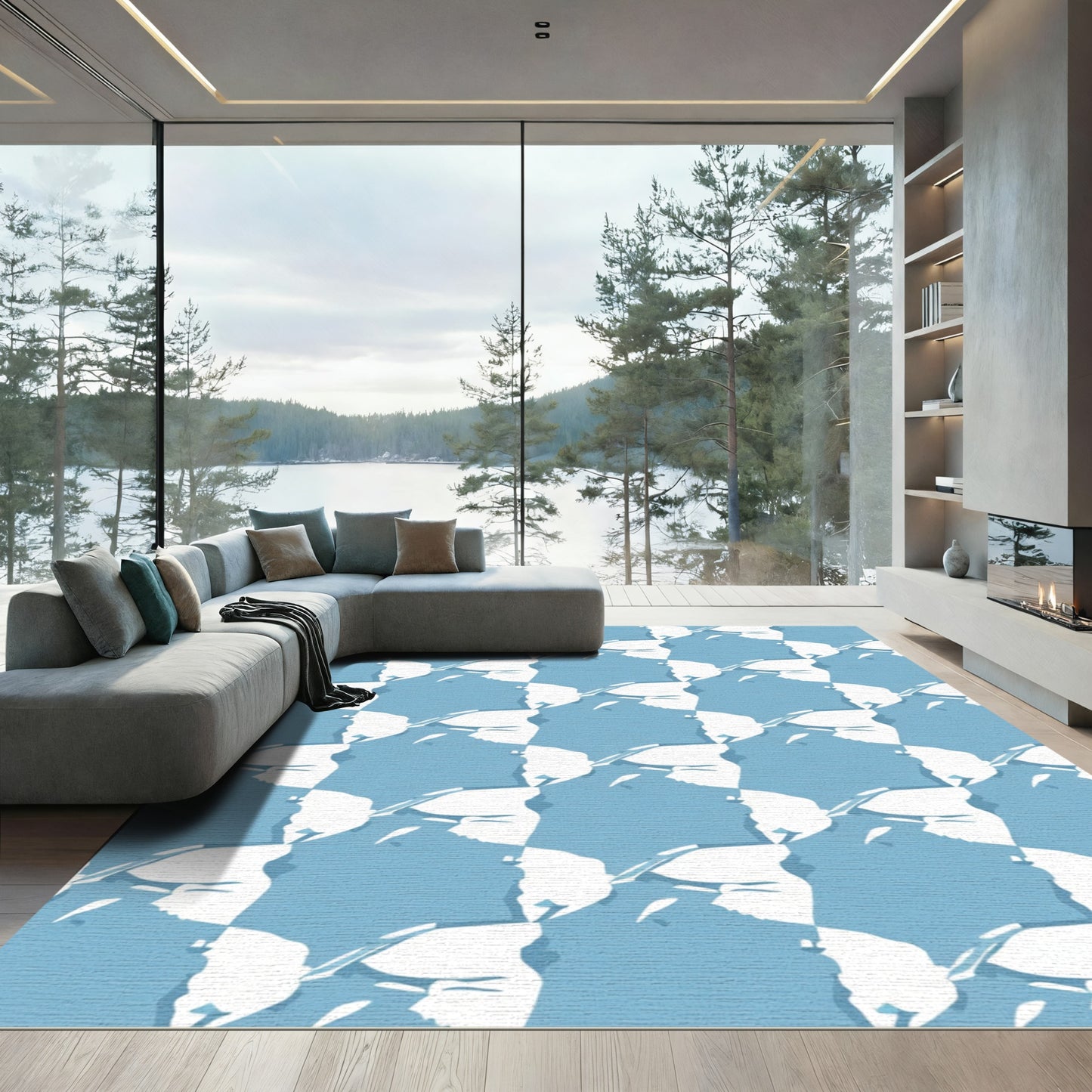 Blue and White Profile Art Rug