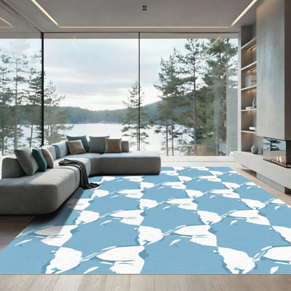 Blue and White Profile Art Rug