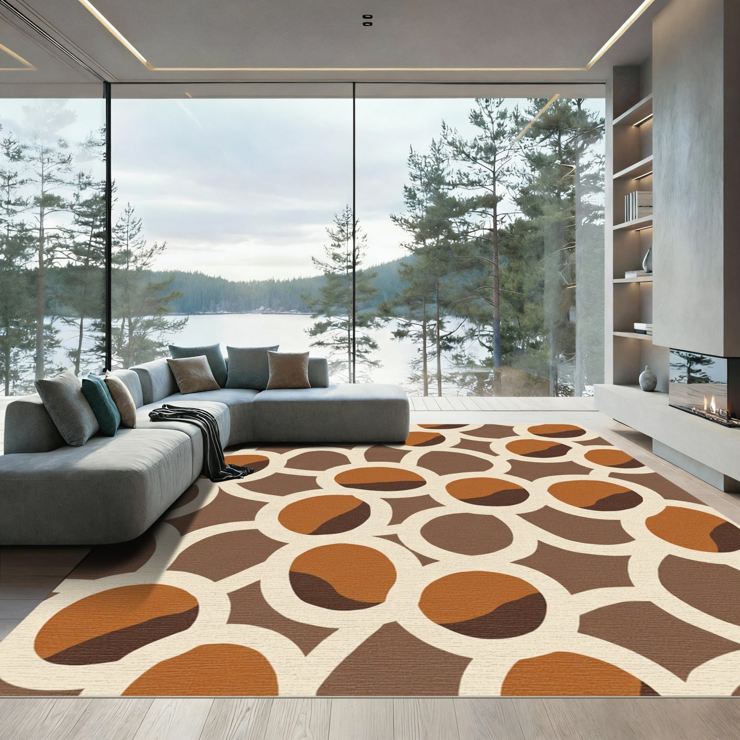 Terracotta Circles Organic Composition Rug