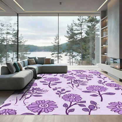 Lavender Floral Vine Botanical Art Rug