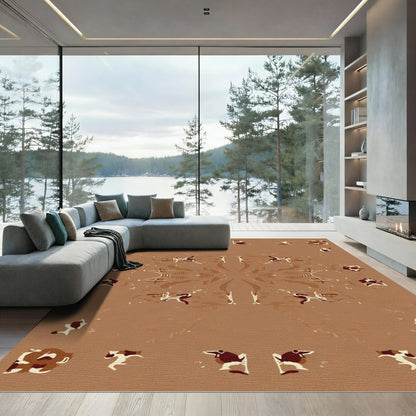 Earthy Brown Medallion Animal Border Rug
