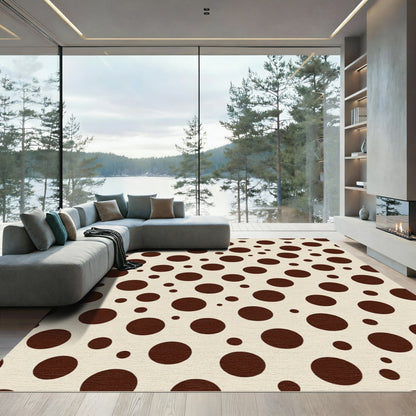 Creamy Brown Polka Dot Scatter Rug