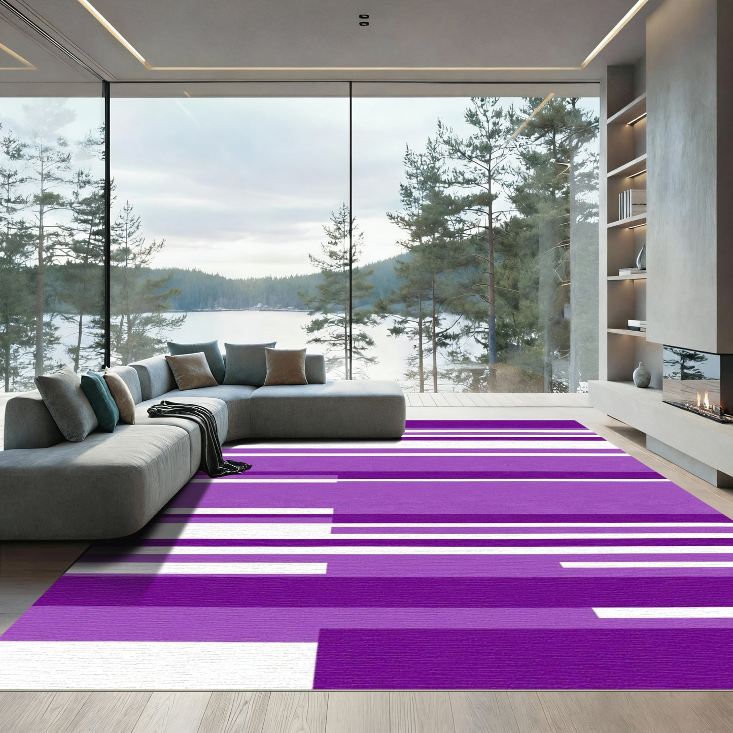 Amethyst Purple Geometric Stripe Rug