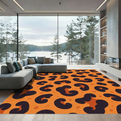 Bold Orange Leopard Spots Rug