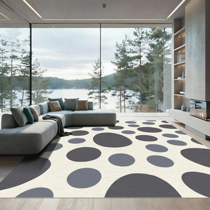 Modern Gray Polka Dot Circles Rug