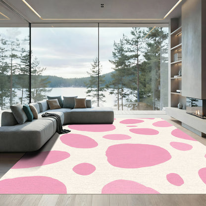 Pink Cream Spots Overlapping Abstract Rug