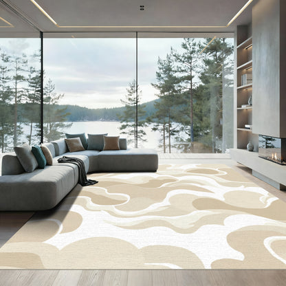 Neutral Swirl Cloud Landscape Rug