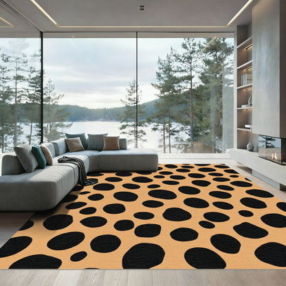 Tan Black Spotted Animal Hide Rug