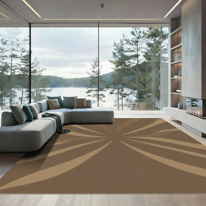Brown Swirl Abstract Radial Stripe Rug
