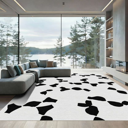 Modern Black White Abstract Shapes Rug