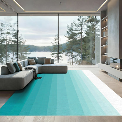 Teal Gradient Vertical Stripe Rug