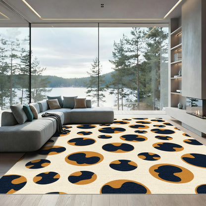 Abstract Ochre Black Spotty Rug
