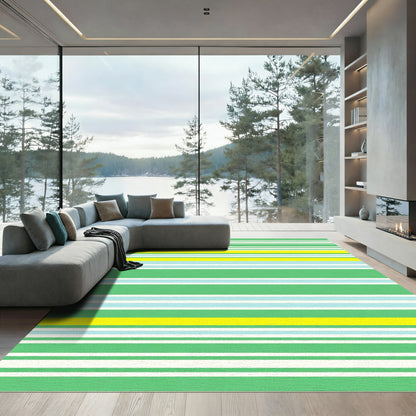 Striped Green Yellow Sky Blue Rug