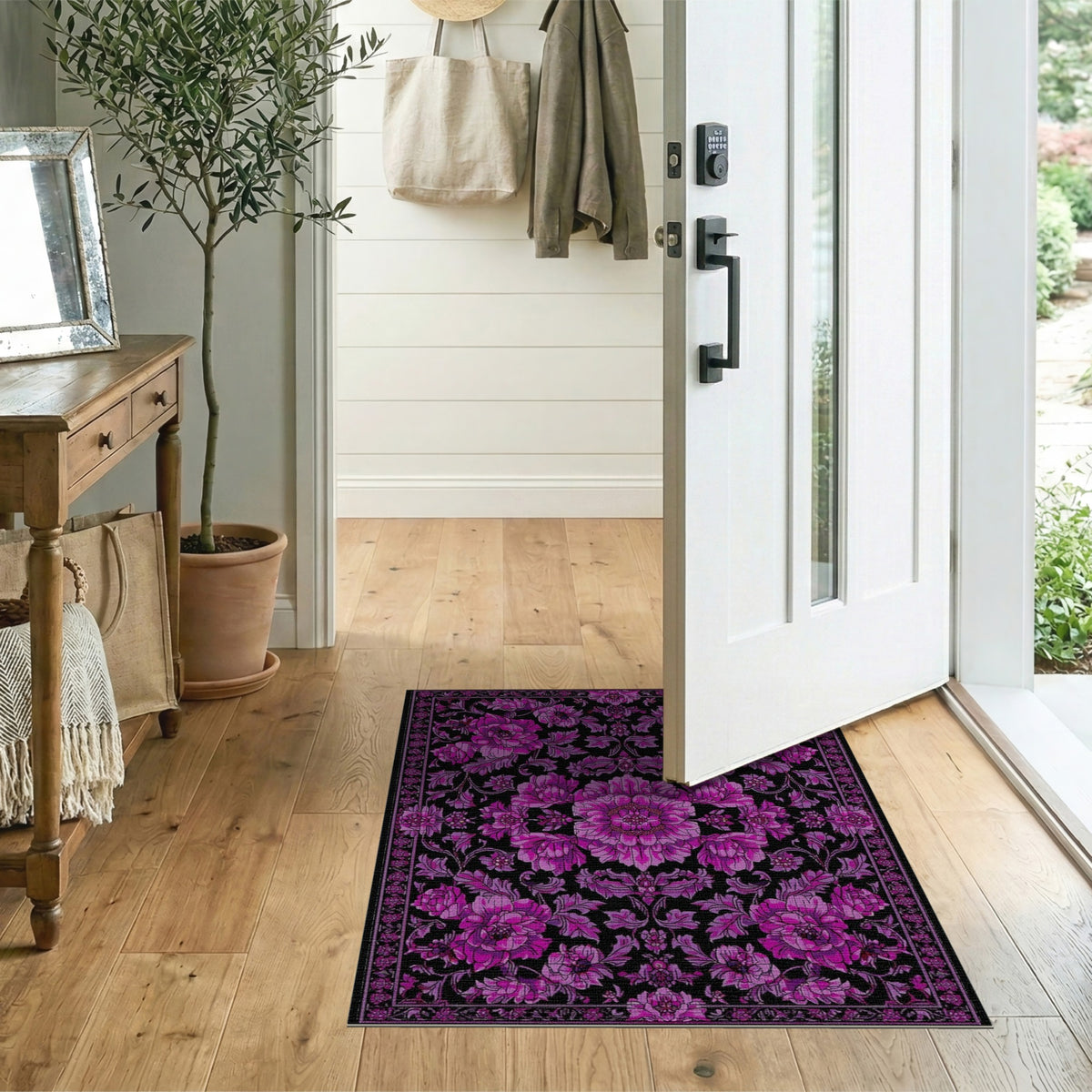 Purple Floral Vintage Area Rug