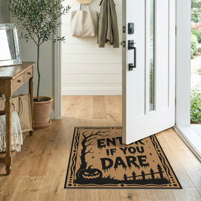 Brown and Tan Enter If You Dare Halloween Area Rug