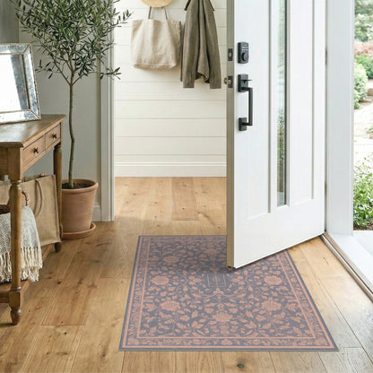 Blue Floral Vintage Area Rug