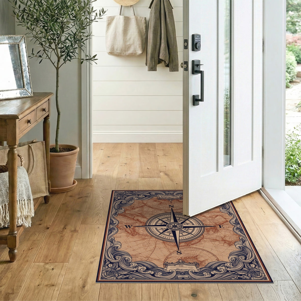 Vintage Compass Map Area Rug
