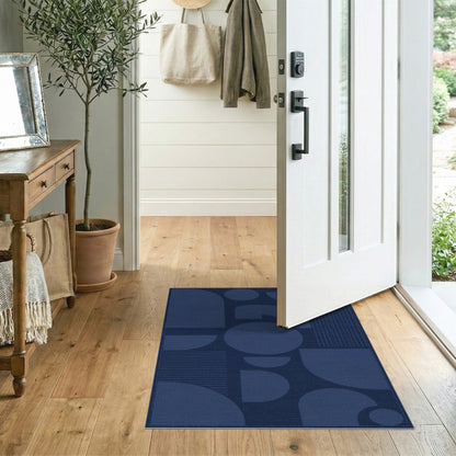 Navy Blue Geometric Modern Geometric Modern Area Rug