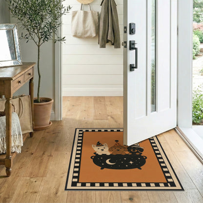 Dogs in Witch Hats Cauldron Halloween Area Rug