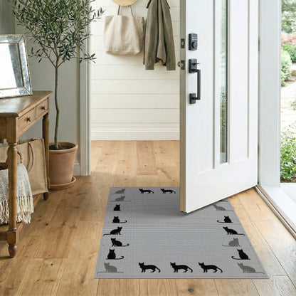 Kids Cartoon Black Cat Silhouette Area Rug
