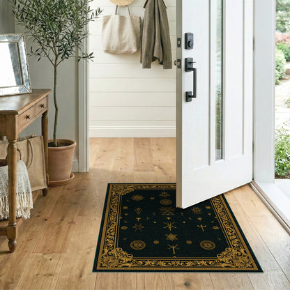 Mystical Gold Symbols Area Rug