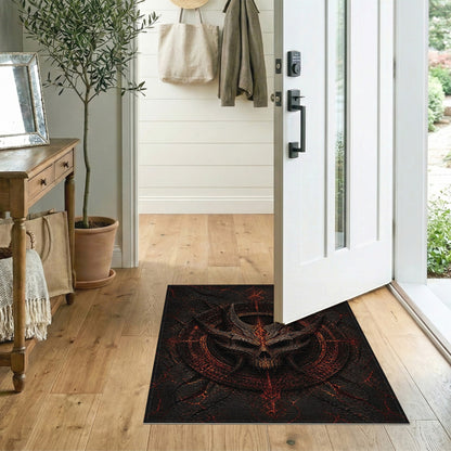 Fiery Horned Skull Area Rug