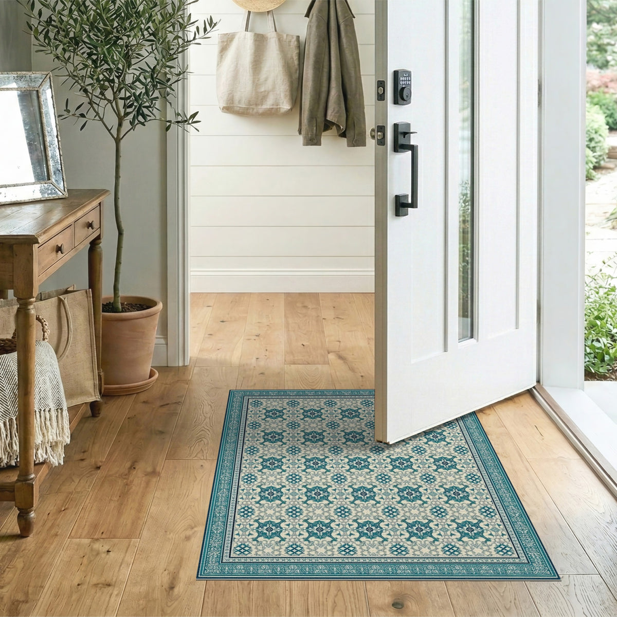 Blue Teal Persian Medallion No. 13 Area Rug