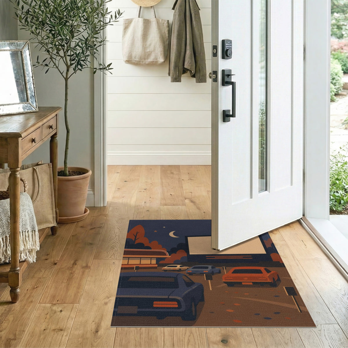 Retro Drive-In Movie Night Area Rug