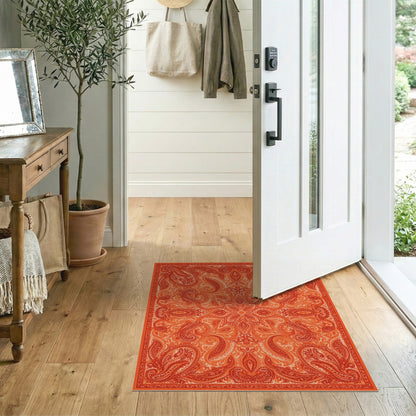 Orange Paisley Vintage Area Rug