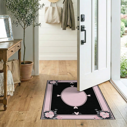 Pink Floral Vintage Oval Area Rug