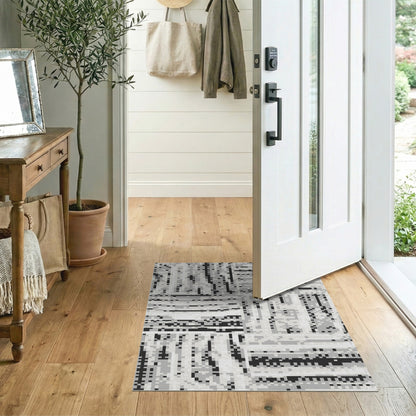 Black White Abstract Area Rug