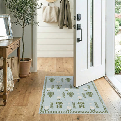 Blue Floral Vintage Area Rug