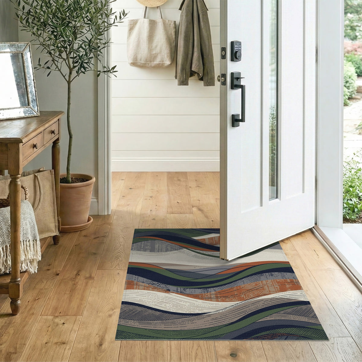 Flowing Waves Abstract Area Rug