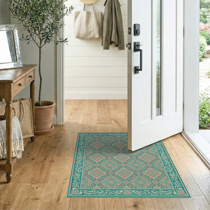Teal Persian Medallion No. 27 Area Rug