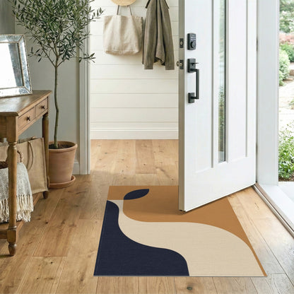 Abstract Brown and Navy Area Rug