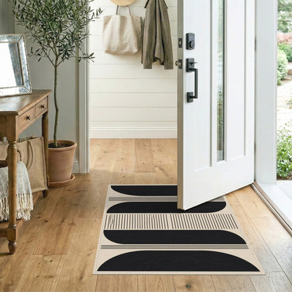 Black Geometric Arches Area Rug