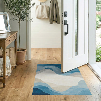 Blue Wave Abstract Area Rug