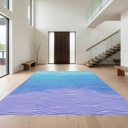 Blue Purple Wavy Gradient Rug