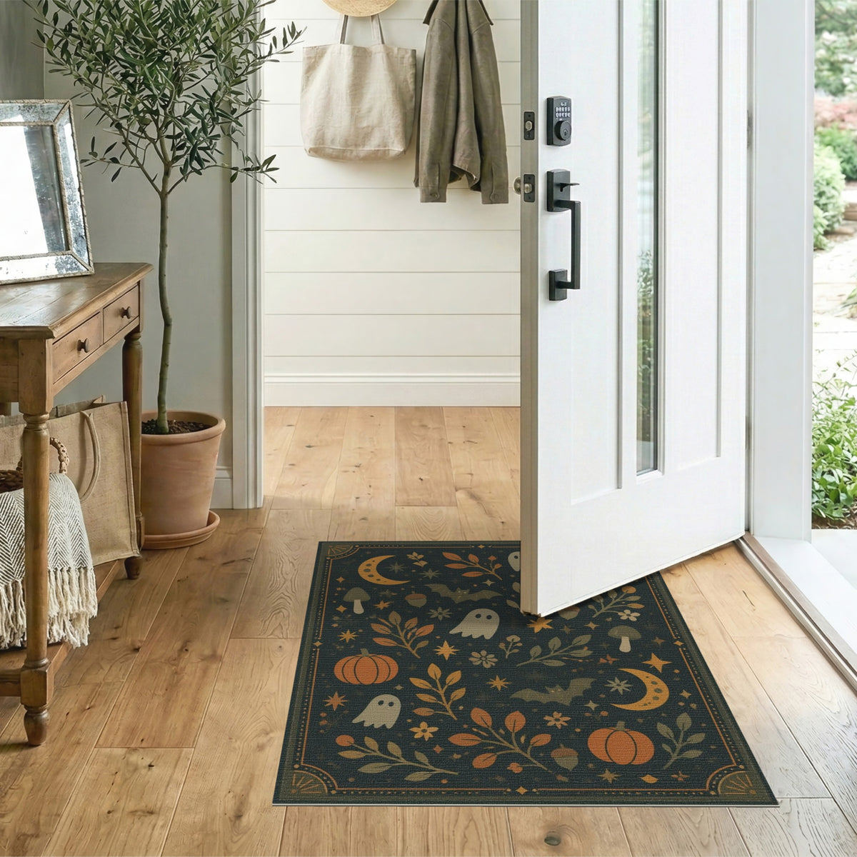 Whimsical Halloween Ghost Pumpkin Area Rug