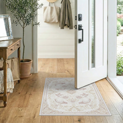 Beige Koi Fish Floral Vintage Area Rug